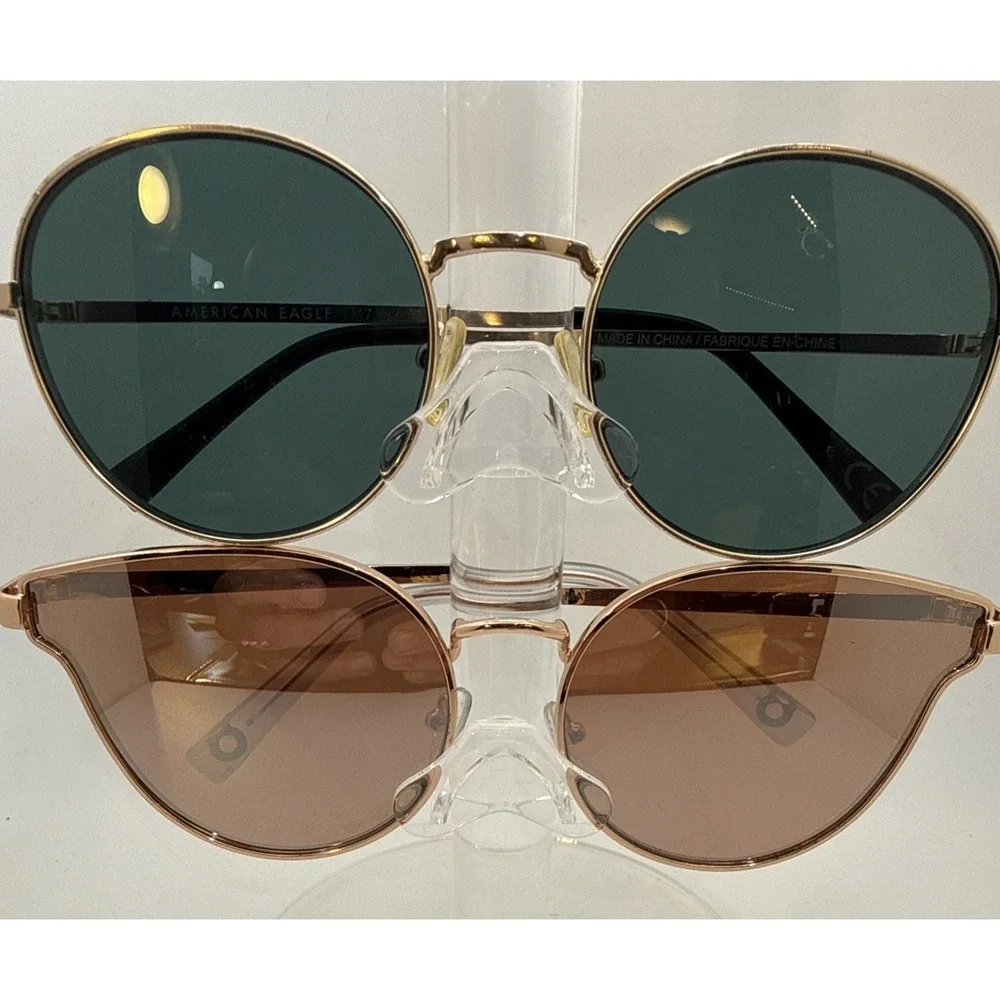 Lot of 2 pairs American Eagle Authentic Sunglasses- Gold round frames Limited